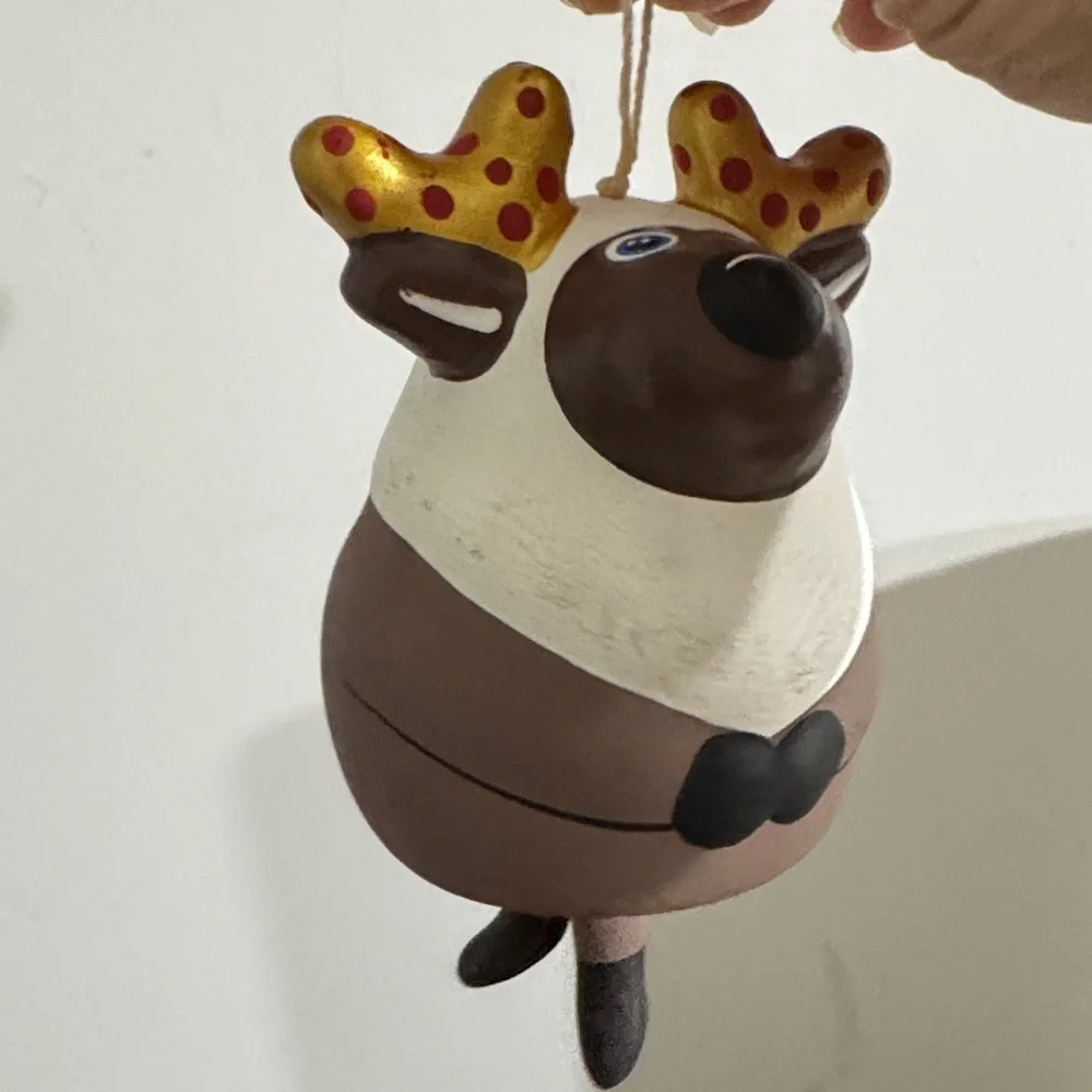 Festive Reindeer Ornament with Gold Antlers